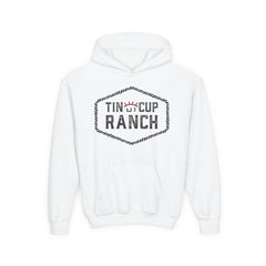 Rustic Ranch Youth Hoodie - Cozy Cotton Sweatshirt for Kids, Tin Cup Ranch Design, Perfect for Outdoor Adventures, Birthdays, Holidays