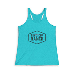 Tin Cup Ranch Women's Racerback Tank | Comfy Summer Tee, Workout Top, Gift for Her, Outdoor Adventure Wear, Casual Fashion