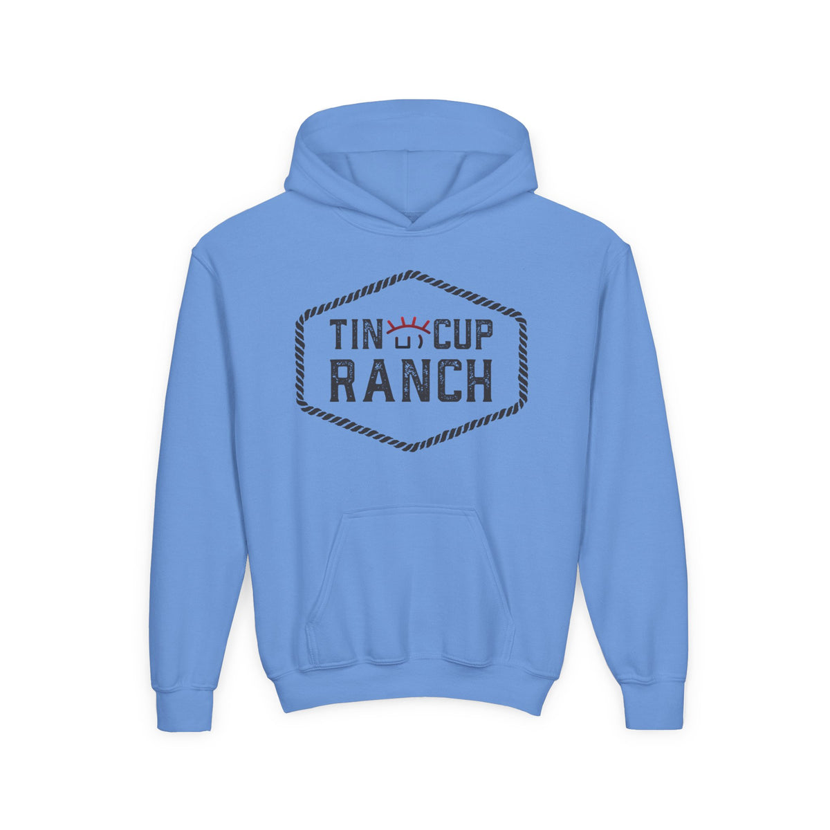Rustic Ranch Youth Hoodie - Cozy Cotton Sweatshirt for Kids, Tin Cup Ranch Design, Perfect for Outdoor Adventures, Birthdays, Holidays
