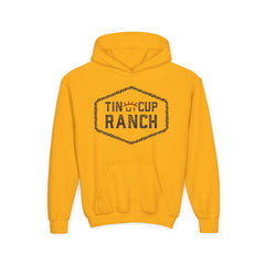 Rustic Ranch Youth Hoodie - Cozy Cotton Sweatshirt for Kids, Tin Cup Ranch Design, Perfect for Outdoor Adventures, Birthdays, Holidays