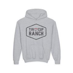 Rustic Ranch Youth Hoodie - Cozy Cotton Sweatshirt for Kids, Tin Cup Ranch Design, Perfect for Outdoor Adventures, Birthdays, Holidays